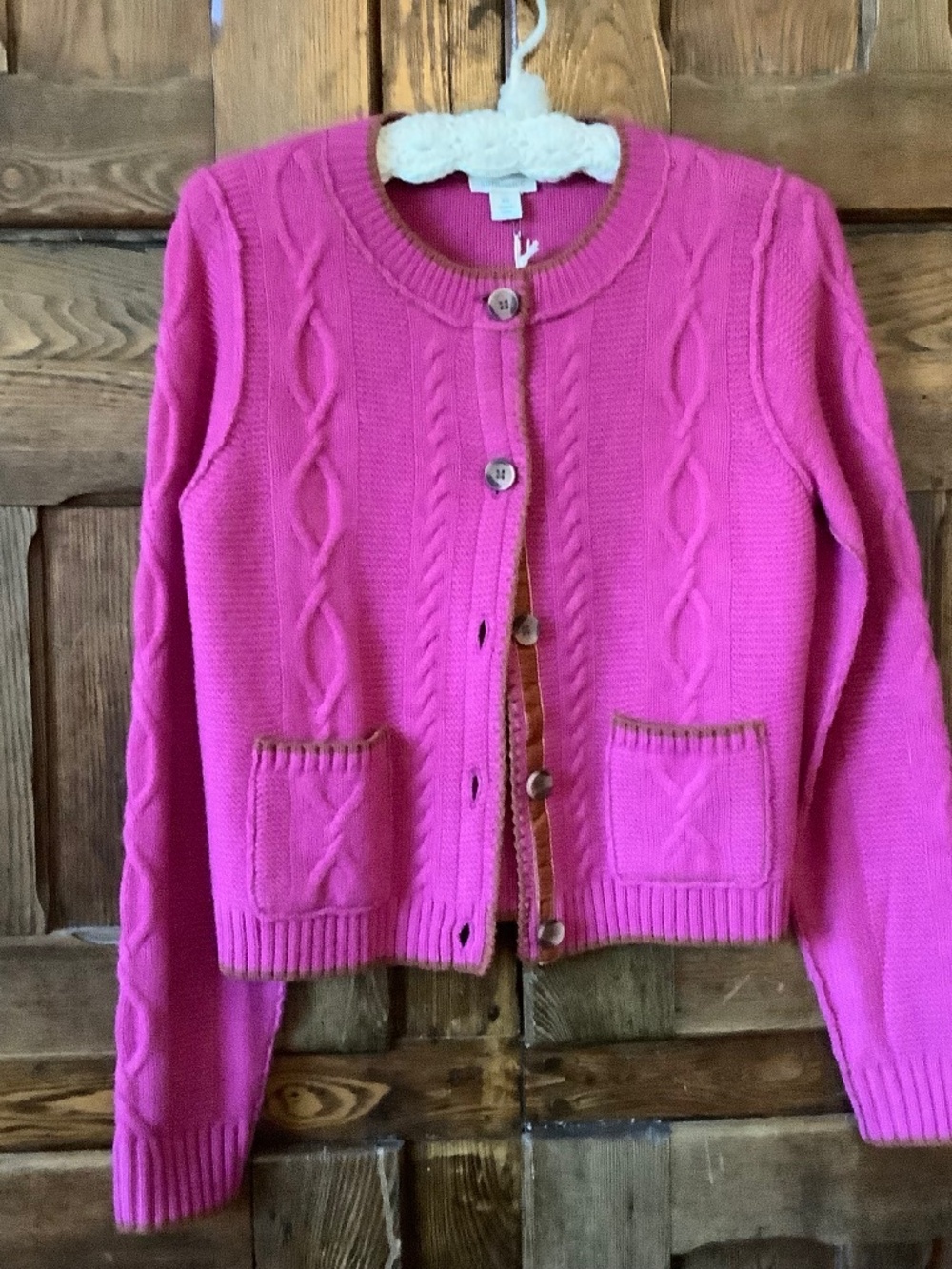 NWT Pink Sundance Cable Knit Wool Cardigan, XS
